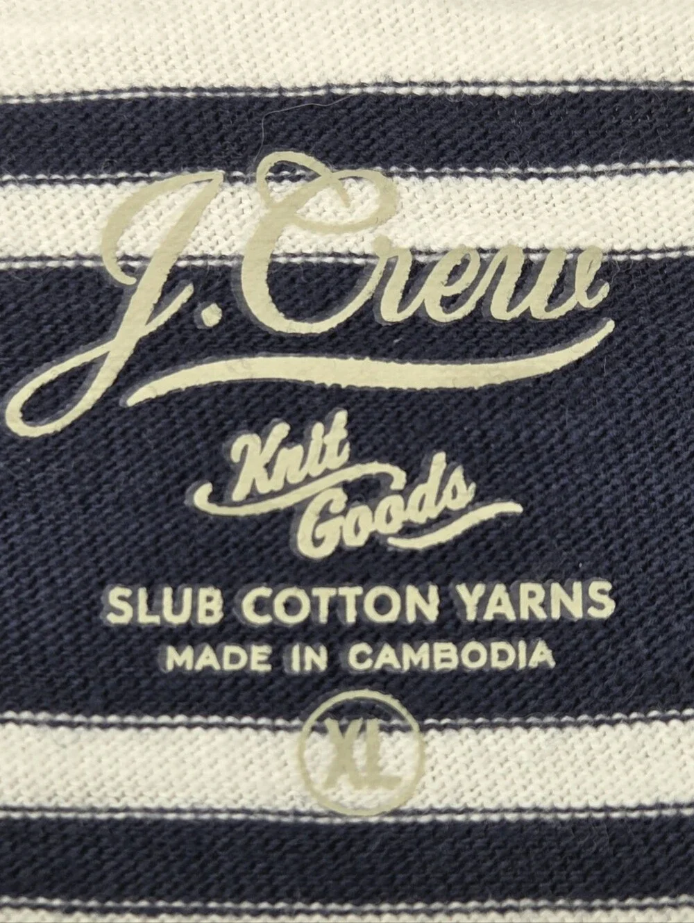 J.Crew Slub Cotton Striped Pocket Tee XL Navy White Casual Crewneck Preppy